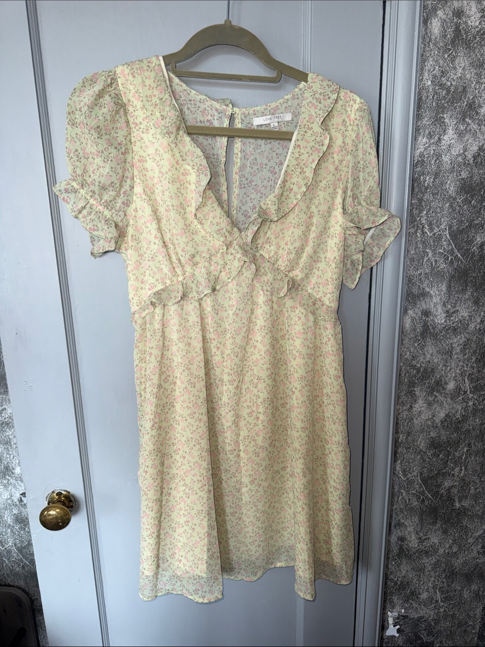 Love Tree Minty Green Midi Dress with Pink Floral Print